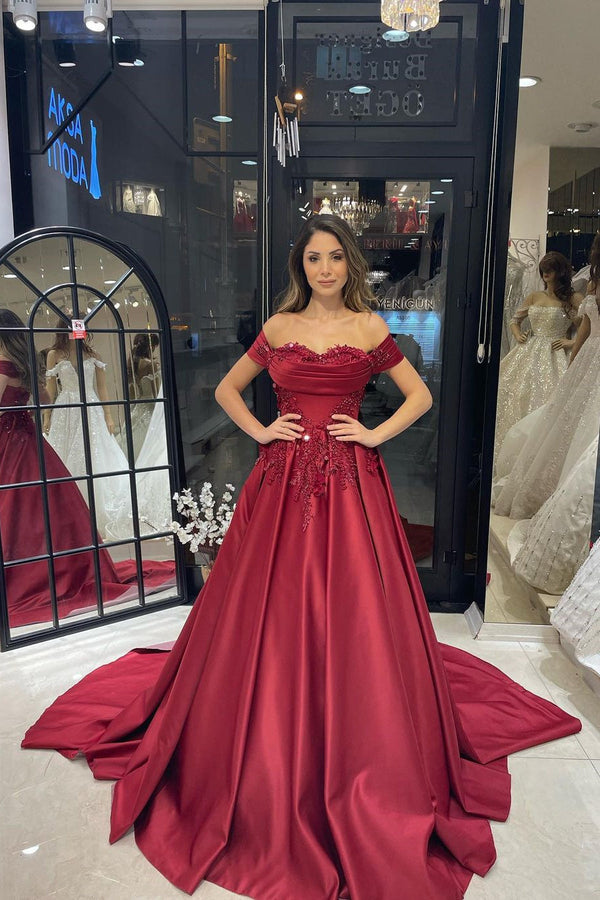New Arrival Sweetheart Off-the-Shoulder Bridal Gown with Appliques-Dbrbridal