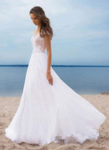 New Boho Garden Wedding Dresses Chiffon V Neck A Line Split Front Bridal Dresses For Summer Beach Wedding-Dbrbridal