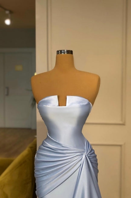 New In Long Blue Mermaid Modest Sleeveless Evening Prom Dresseses-Dbrbridal