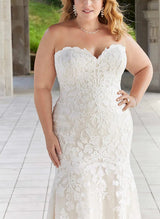 Off-the-Shoulder Elegant Court Train Lace Tulle Wedding Dresses-Dbrbridal
