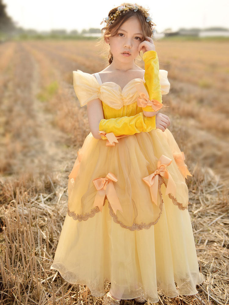 Off The Shoulder Korean Velvet Sleeveless Ankle Length A-line Pleated Formal Kids Princess Dresses-Dbrbridal