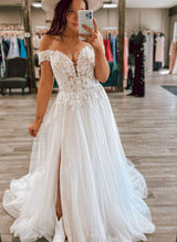 Off-the-Shoulder Princess Wedding Dresses Lace-Dbrbridal