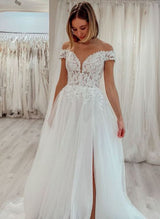 Off-the-Shoulder Princess Wedding Dresses Lace-Dbrbridal