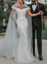 Off-The-Shoulder Sleeveless Sequined Mermaid Fitted Wedding Dresses-Dbrbridal