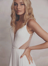 Peal Summer Beach Wedding Dresses Tulle Sweep Train-Dbrbridal