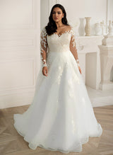 Plus Size Wedding Dress Long Sleeves Appliques Lace-Dbrbridal