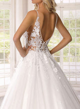 Retro style V-neck Sexy Open Back Lace Tulle Ball-Gown Wedding Dresses-Dbrbridal