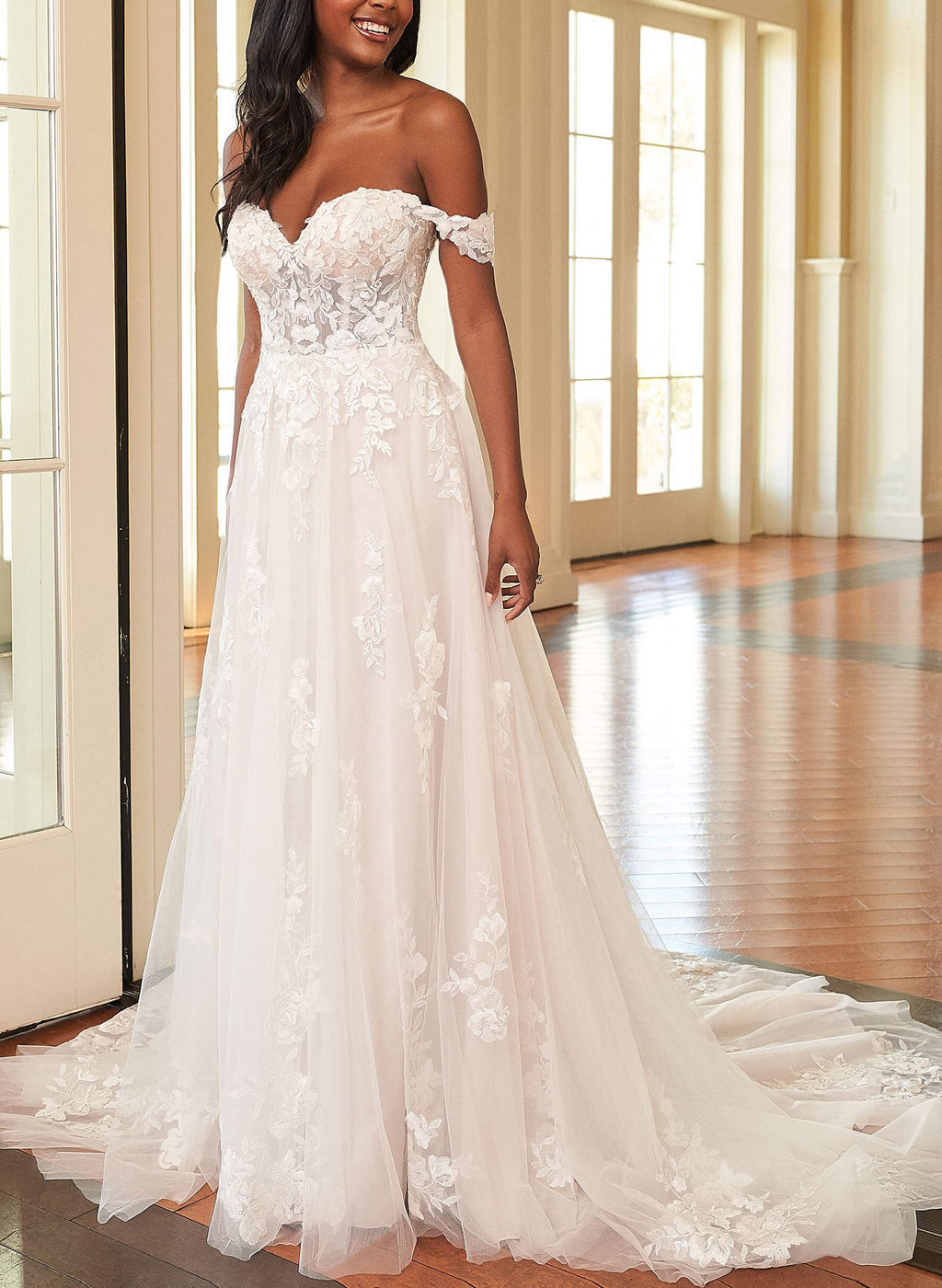 Romantic Lace Off-the-Shoulder Wedding Dresses – Dbrbridal