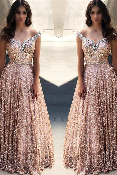 slim fit dress slacks Rose Gold Sequins Evening Dresses Off-the-Shoulder Chic Formal Dresses –  Dbrbridal