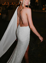 Sequined Wedding Dresses Split Front-Dbrbridal