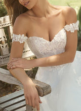 Sexy Lace Tulle Wedding Dresses Off-the-Shoulder Ball-Gown Open Back-Dbrbridal