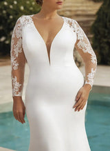 Silk Like Satin Wedding Dresses Appliques Lace-Dbrbridal