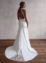 Sleeveless Court Train Wedding Dresses Lace-Dbrbridal