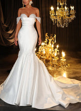 Sleeveless Satin Wedding Dresses Beaded-Dbrbridal