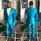 Sparkly Blue Shawl Lapel One Button Slim Fit Men Suits for Prom-Dbrbridal