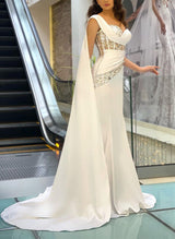 Sparkly Wedding Dresses Sheath Fitted Style One-Shoulder-Dbrbridal