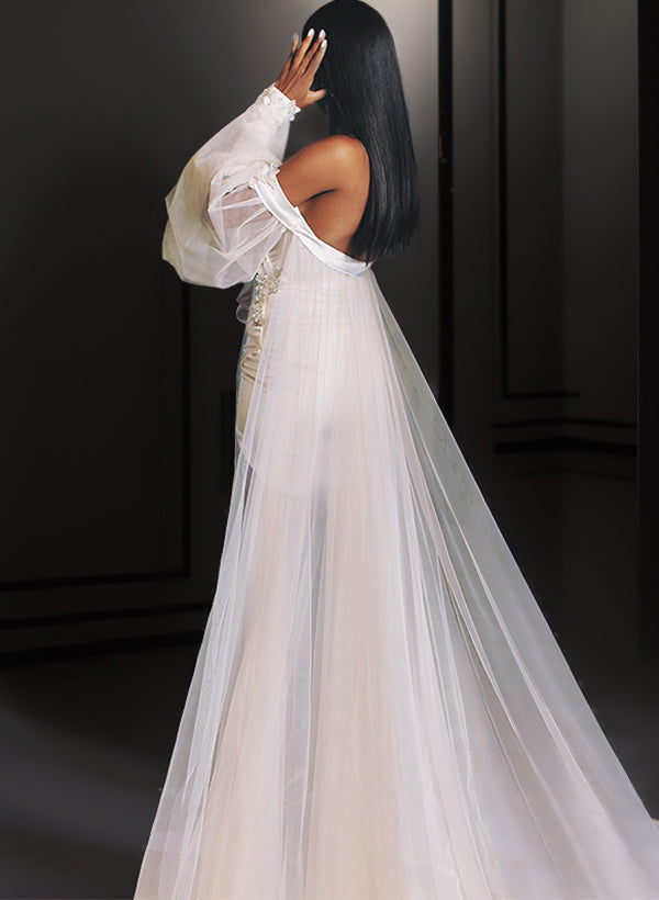 Strapless Beautiful Wedding Dress Detachable Wrap-Dbrbridal