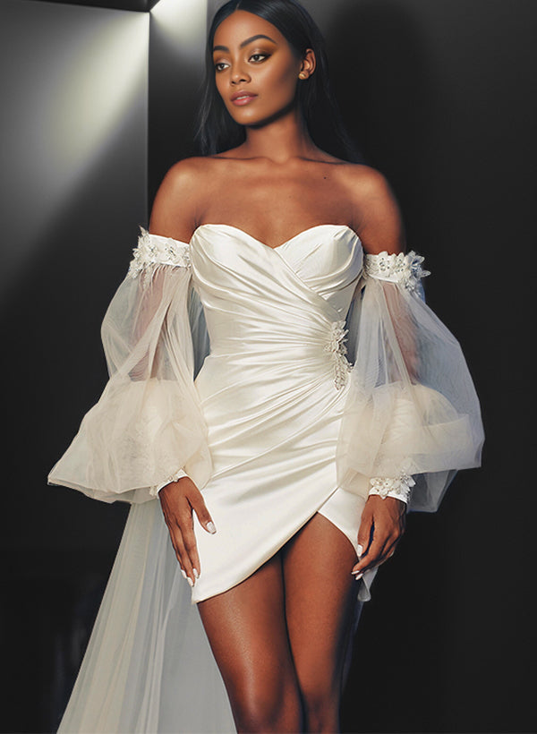 Strapless Beautiful Wedding Dress Detachable Wrap-Dbrbridal