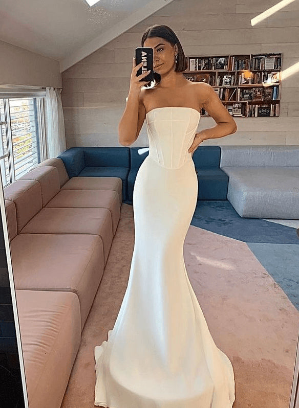 Strapless Mermaid Fitted Wedding Dresses Corset – Dbrbridal
