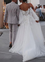 Strapless Sheath Fitted Wedding Dresses Long Sleeves in Lace Tulle-Dbrbridal