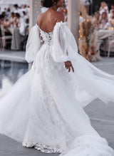 Strapless Sheath Fitted Wedding Dresses Long Sleeves in Lace Tulle-Dbrbridal