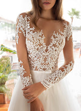 Stunning Luxury Lace Wedding Dresses Long Sleeves-Dbrbridal