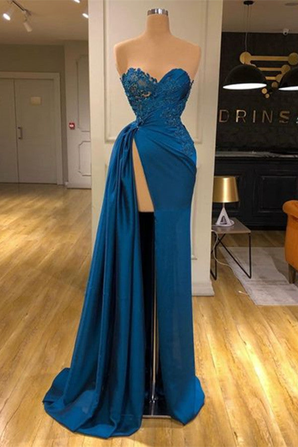 Sweetheart Prom Dress Long With Split Lace Appliques-Dbrbridal