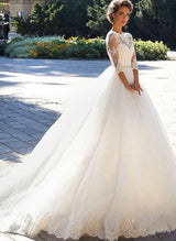 Timeless Lace Ball-Gown Sleeves Wedding Dresses-Dbrbridal