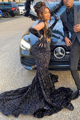 V-neck Beaded Sequined Mermaid Long Prom Dresses-Dbrbridal