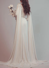 V-Neck Long Sleeves Chiffon Wedding Dresses Sequins-Dbrbridal