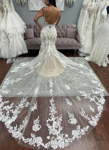 V-Neck Sleeveless Wedding Dresses Appliques Lace-Dbrbridal