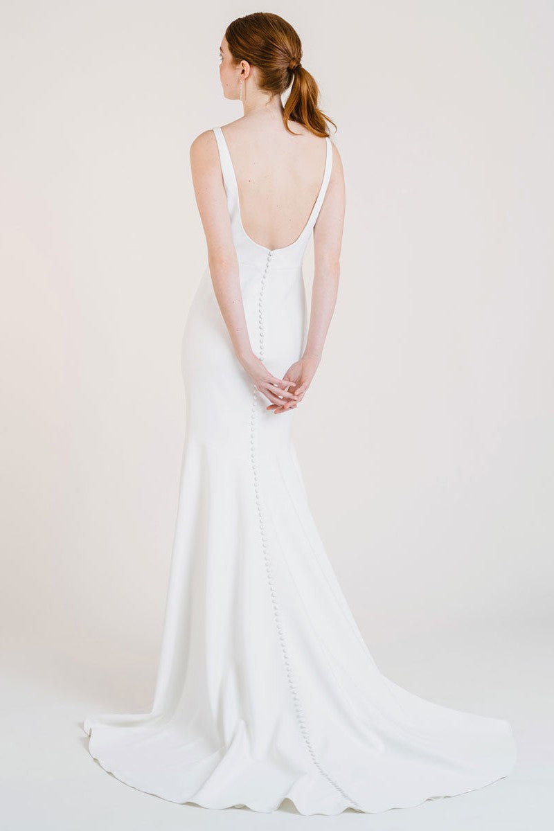 White Casual Wedding Dress With Train Bateau Neck Sleeveless Backless Satin Fabric Mermaid Bridal Gowns Dbrbridal White Casual Wedding Dress With Train Bateau Neck Sleeveless Backless Satin Fabric Mermaid Bridal Gowns Dbrbridal