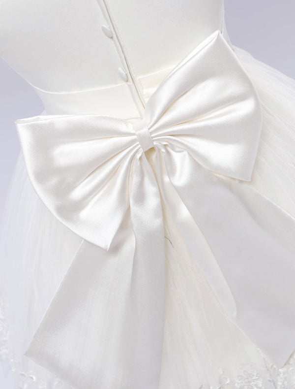 White Pageant Dress Princess Sleeveless Short Girl'S Dinner Dress-Dbrbridal