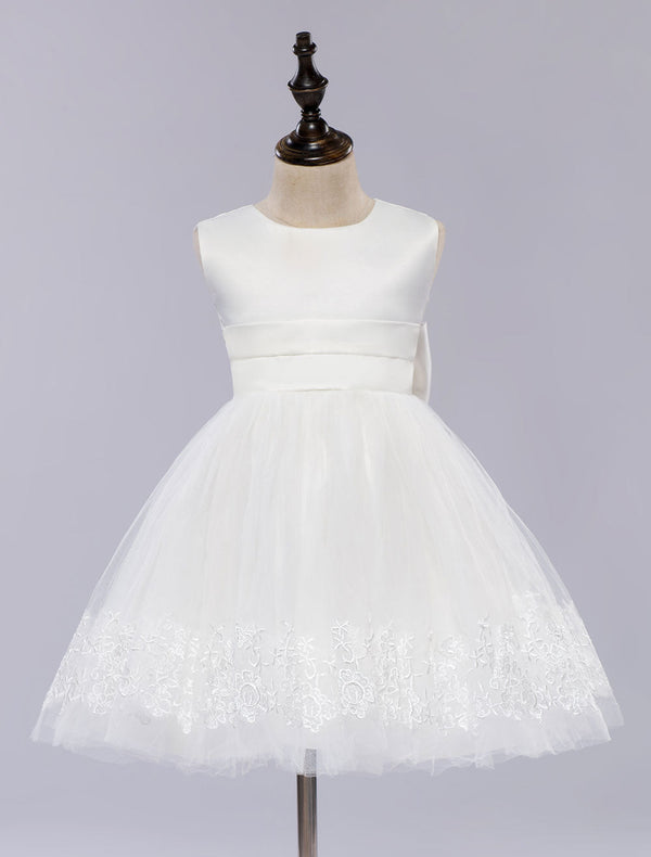 White Pageant Dress Princess Sleeveless Short Girl'S Dinner Dress-Dbrbridal