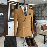 Yellow Double Breasted Formal Business Bespoke Men Suits For Business-Dbrbridal