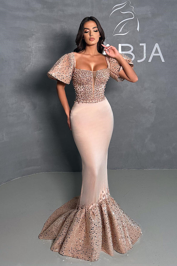 Mermaid Prom Dress With Sequins Pearls