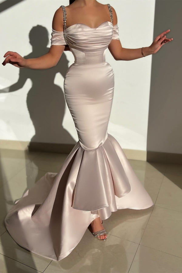 Off-Shoulder Mermaid Prom Dresses with Beadings