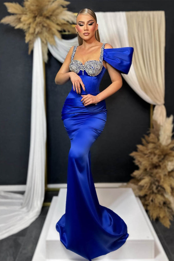 Sweetheart Sleeveless Mermaid Prom Dresses With Sequins Beadings in Royal Blue