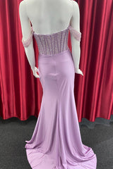 Sweetheart Sleeveless Mermaid Prom Dress With Beads Split
