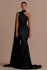 Black High Neck Mermaid Prom Dress with Open Back