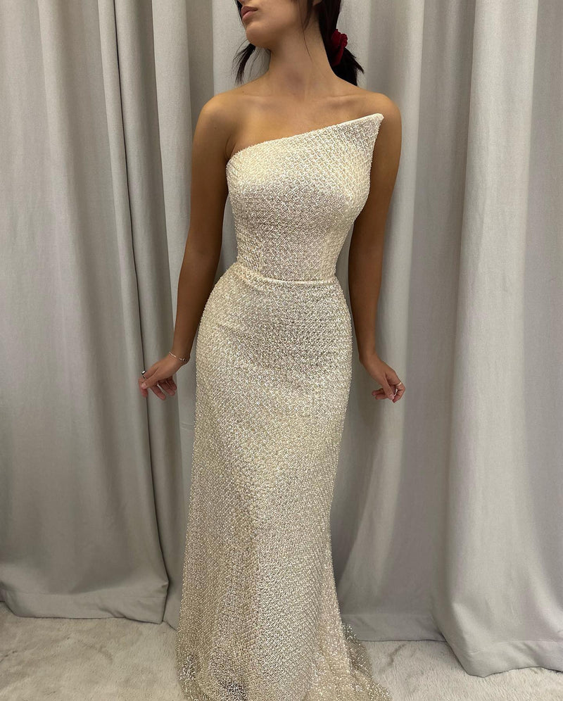 Strapless Mermaid Long Prom Dress with Removable Shoulder Straps